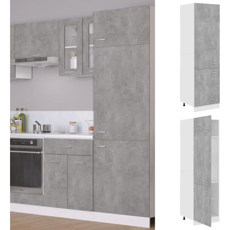 foto del prodotto mobile per frigo grigio cemento 60x57x207 cm legno multistrato vidaxl
