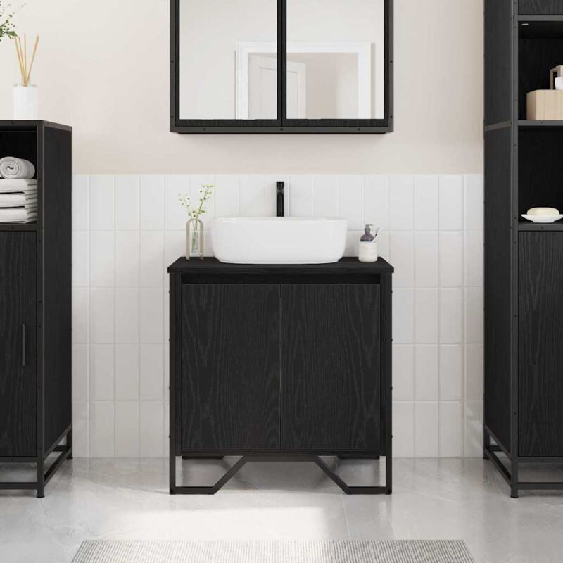 foto del prodotto mobile per lavabo da bagno rovere nero 60x35x60 cm legno ingegnerizzato