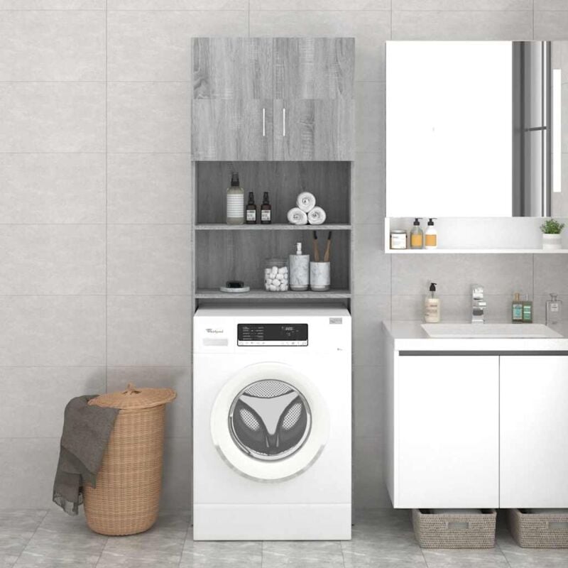 foto del prodotto mobile per lavatrice grigio sonoma 64x25,5x190 cm vidaxl