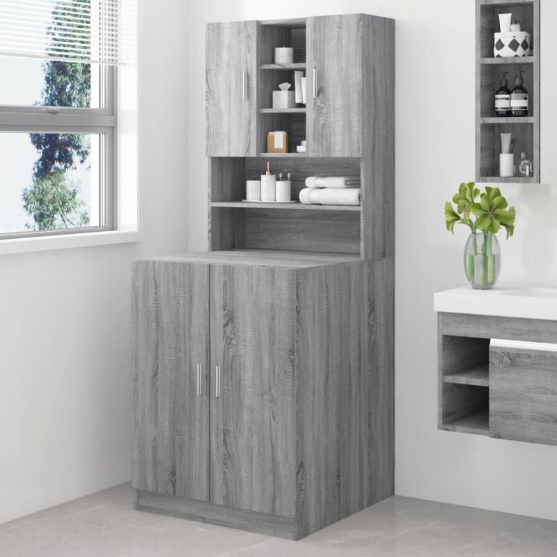 foto del prodotto mobile per lavatrice grigio sonoma in legno multistrato vidaxl