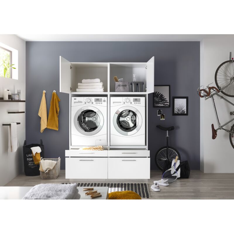 foto del prodotto mobile per lavatrice, mobile per asciugatrice, design stabile, 135 cm, bianco, clara respecta