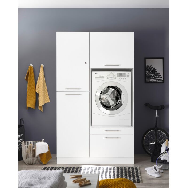 foto del prodotto mobile per lavatrice, mobile per asciugatrice, mobile alto, 117 cm bianco, clara respecta