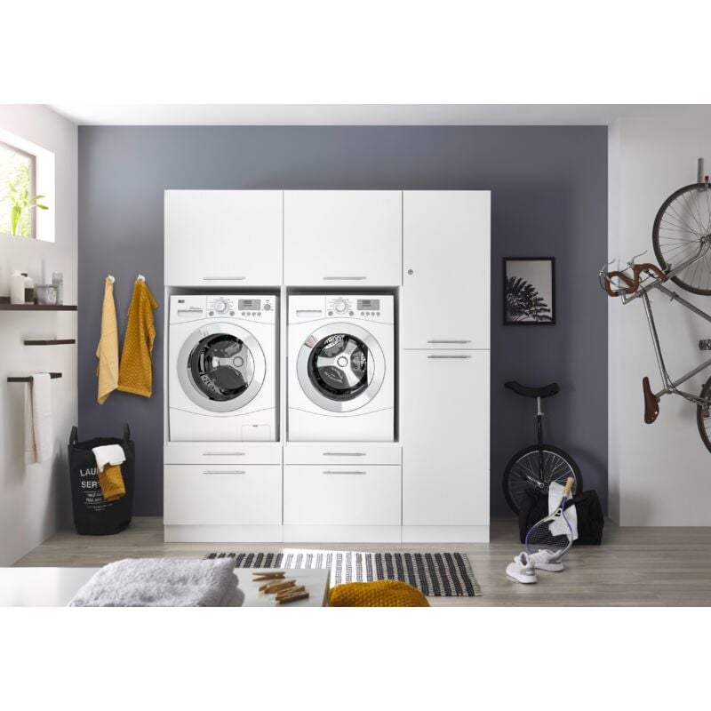 foto del prodotto mobile per lavatrice, mobile per asciugatrice, mobile alto, 185 cm bianco, clara respecta