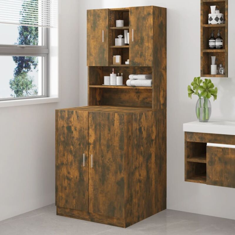 foto del prodotto mobile per lavatrice rovere fumo in legno multistrato vidaxl