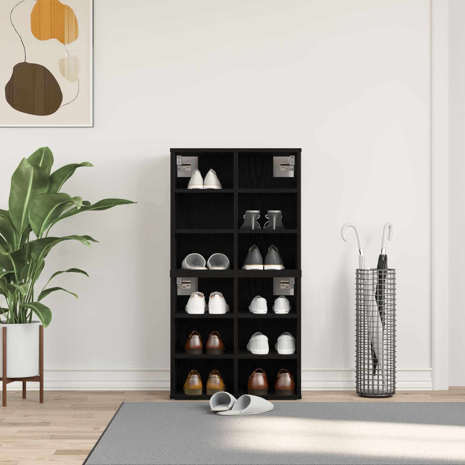 foto del prodotto mobile per scarpe 2 pz rovere nero 52.5x30x50 cm