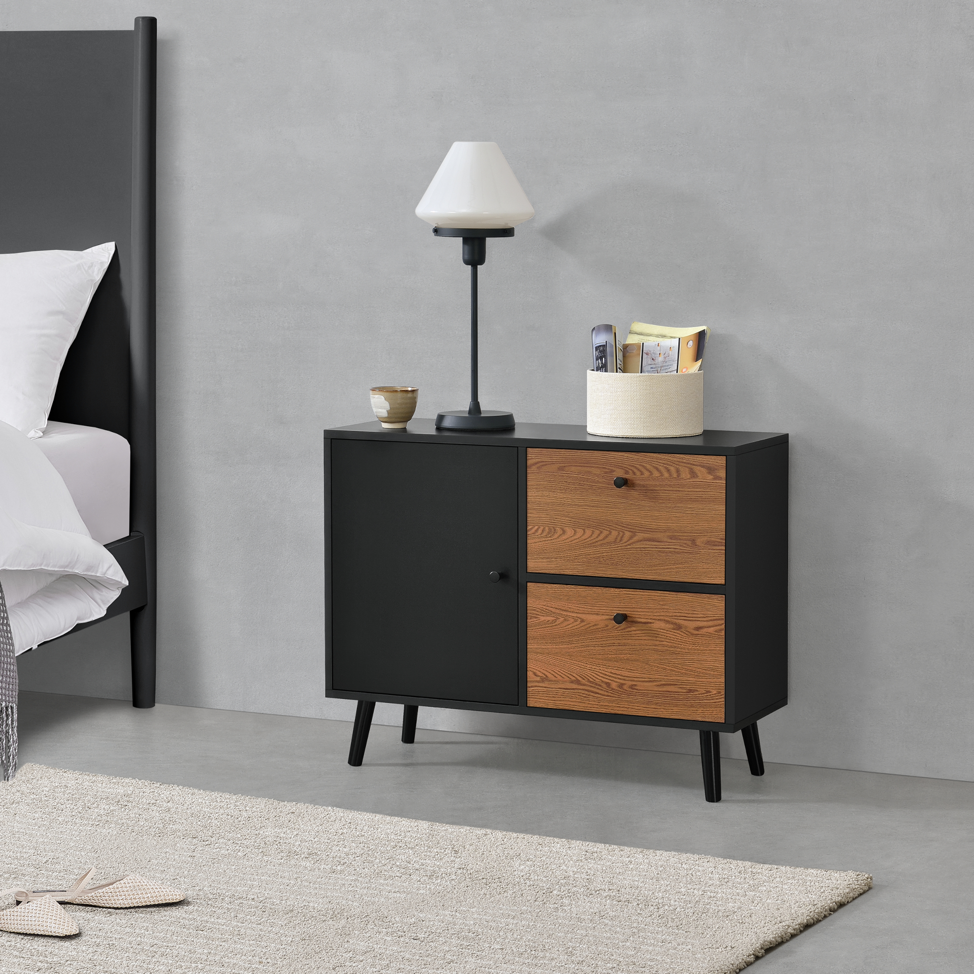 foto del prodotto mobile per soggiorno ingresso ufficio, com axlaxp 62,5x80x30 cm armadietto a 3 ante, mobile a terra con gambe in