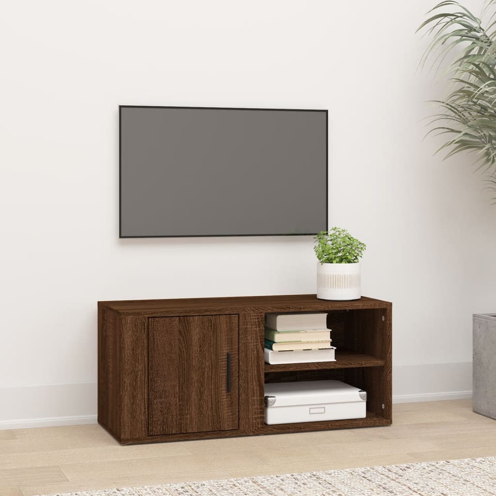 foto del prodotto mobile per tv rovere marrone 80x31,5x36 cm in legno multistrato