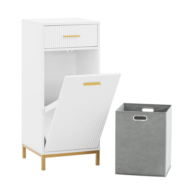 foto del prodotto mobile porta biancheria per bagno mobile lavanderia con sacco portabiancheria pieghevole bianco 40x40x95 cm bzr180 w sobuy