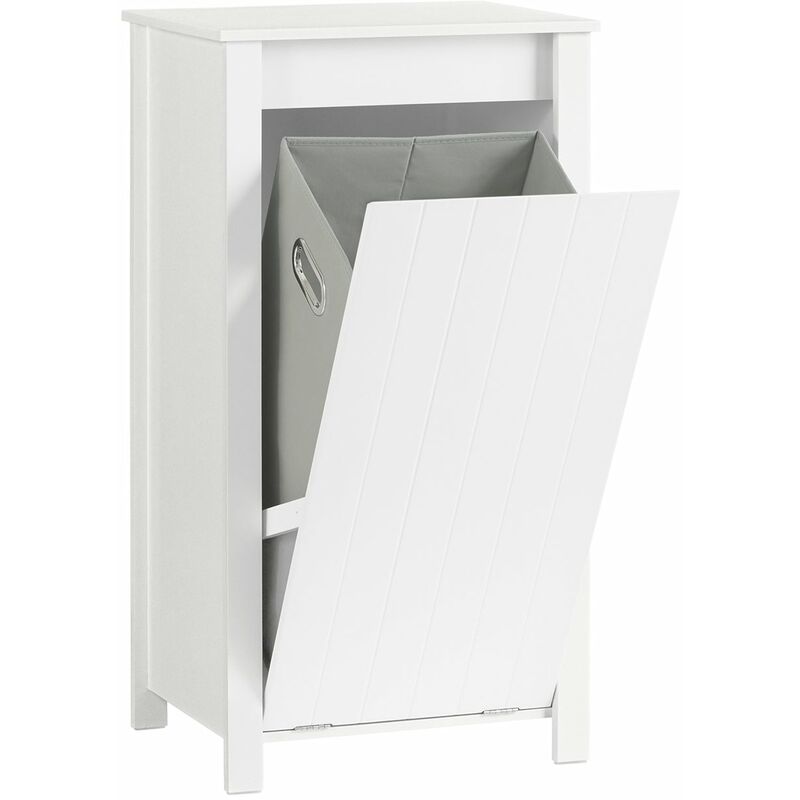 foto del prodotto mobile porta biancheria per bagno mobile lavanderia con sacco portabiancheria pieghevole bianco 45x35x85,5cm bzr100 w sobuy
