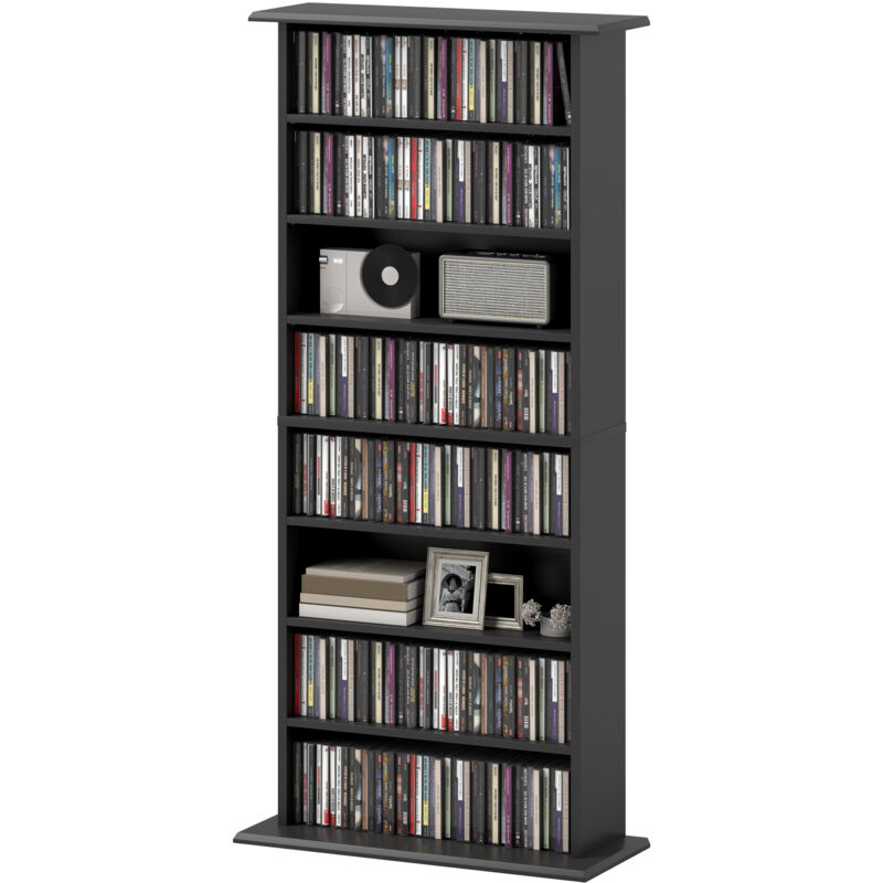 foto del prodotto mobile porta cd con 6 ripiani regolabili per 360 cd 185 dvd nero homcom
