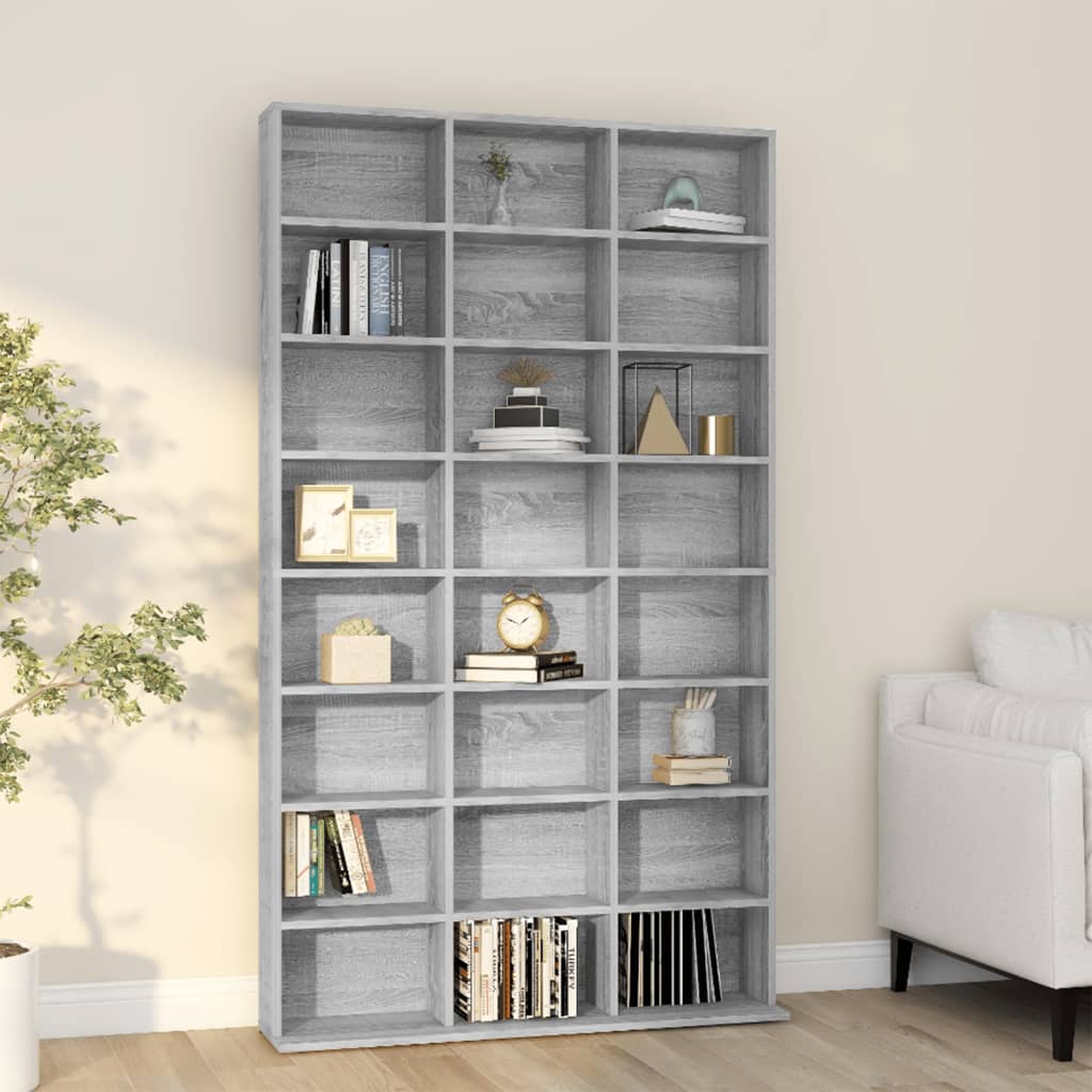 foto del prodotto mobile porta cd grigio sonoma 102x23x177,5 cm legno multistrato cod mxl 71618