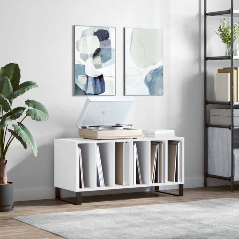 foto del prodotto mobile porta dischi bianco 100x38x48 cm in legno multistrato vidaxl