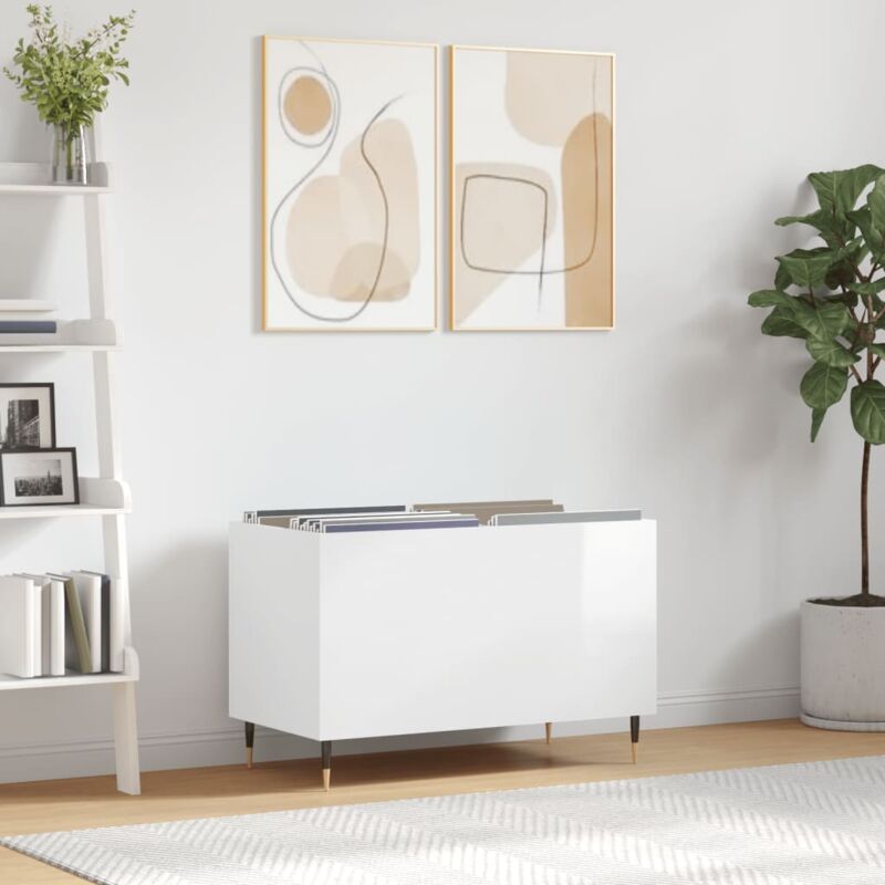 foto del prodotto mobile porta dischi bianco lucido 74,5x38x48 legno multistrato vidaxl