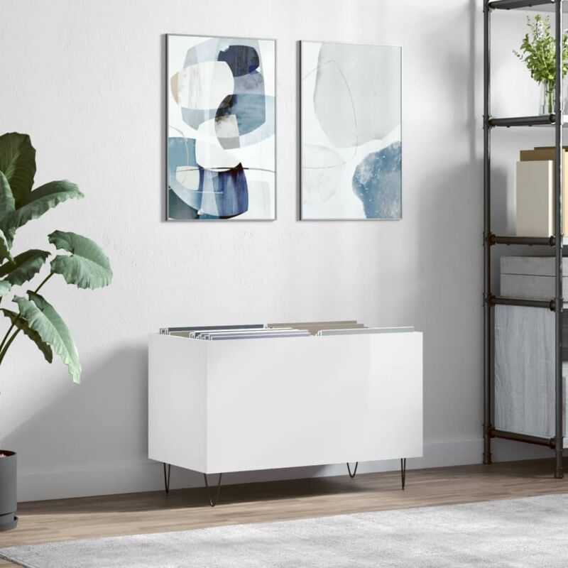 foto del prodotto mobile porta dischi bianco lucido 74,5x38x48 legno multistrato vidaxl