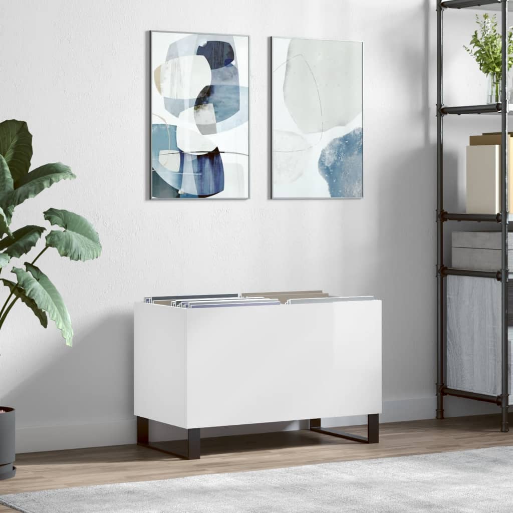 foto del prodotto mobile porta dischi bianco lucido 74,5x38x48 legno multistratocod mxl 127924
