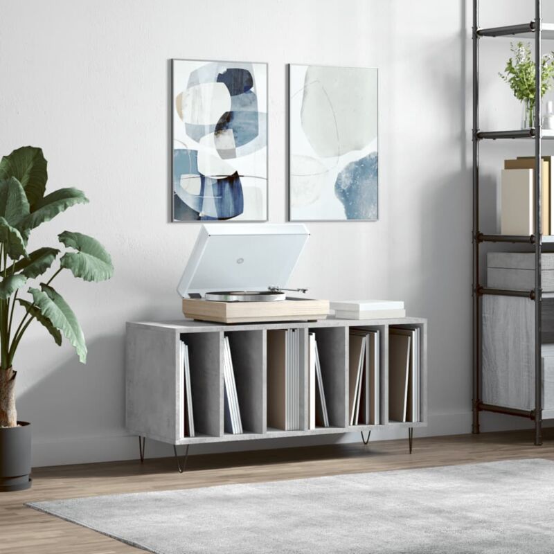 foto del prodotto mobile porta dischi grigio cemento 100x38x48 legno multistratocod mxl 104247