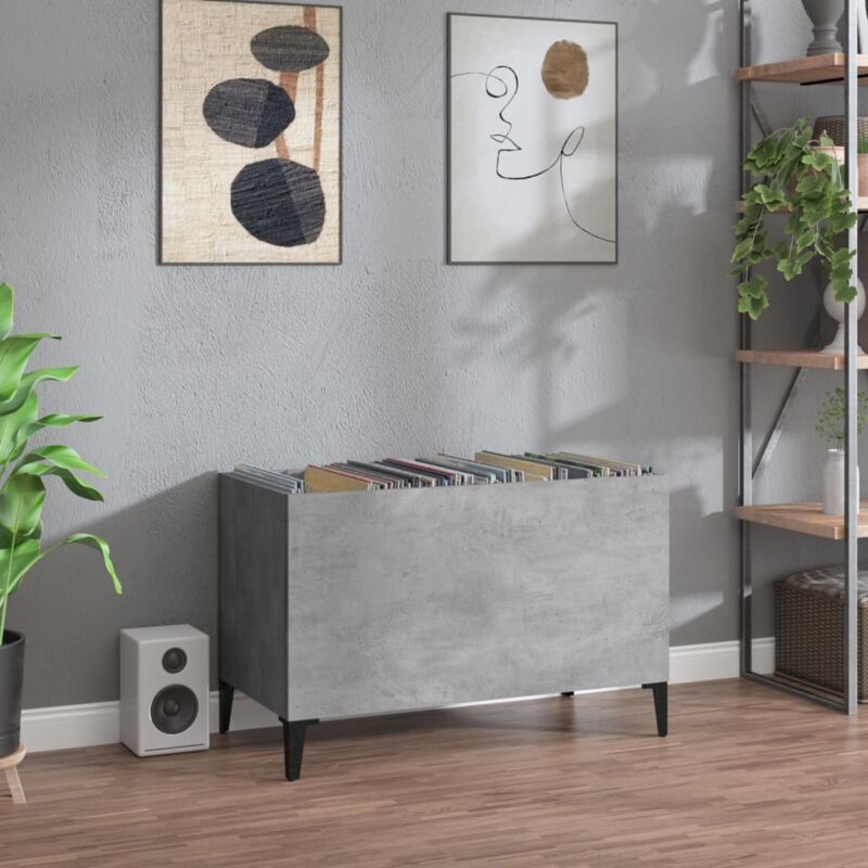 foto del prodotto mobile porta dischi grigio cemento 74,5x38x48 legno multistrato vidaxl