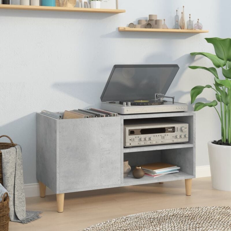foto del prodotto mobile porta dischi grigio cemento 84,5x38x48 legno multistrato vidaxl