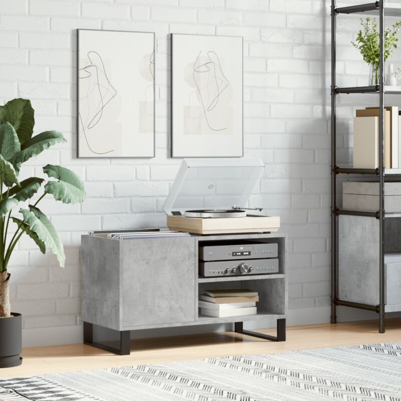 foto del prodotto mobile porta dischi grigio cemento 85x38x48cm legno multistrato