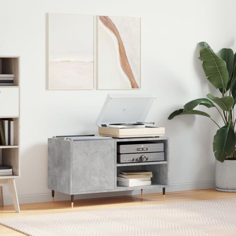 foto del prodotto mobile porta dischi grigio cemento 85x38x48cm legno multistrato vidaxl