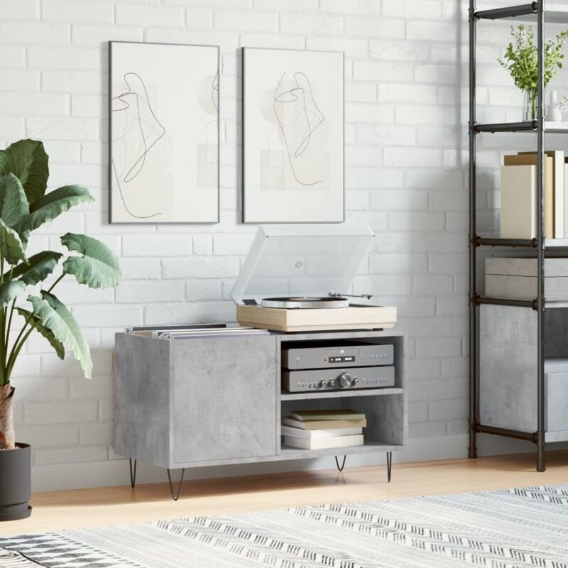 foto del prodotto mobile porta dischi grigio cemento 85x38x48cm legno multistrato vidaxl