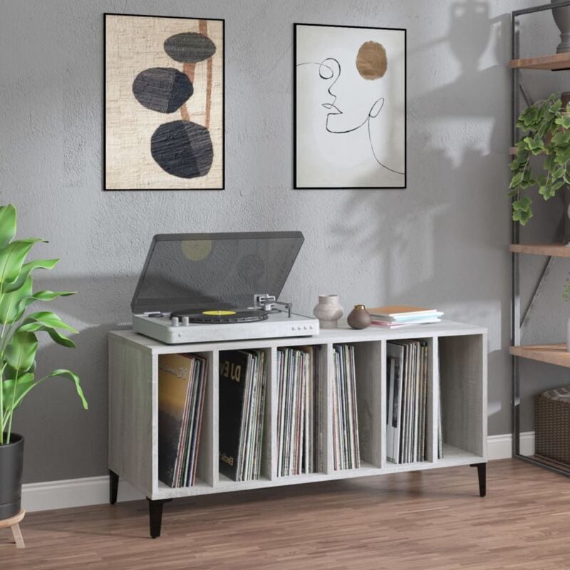 foto del prodotto mobile porta dischi grigio sonoma 100x38x48cm legno multistrato