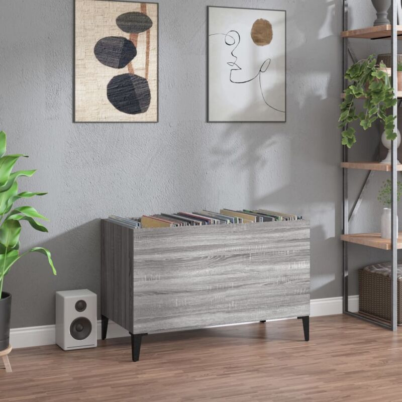 foto del prodotto mobile porta dischi grigio sonoma 74,5x38x48 legno multistrato vidaxl