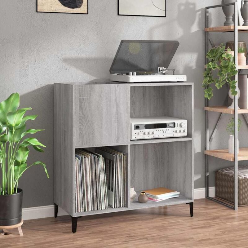 foto del prodotto mobile porta dischi grigio sonoma 84,5x38x89 legno multistrato vidaxl