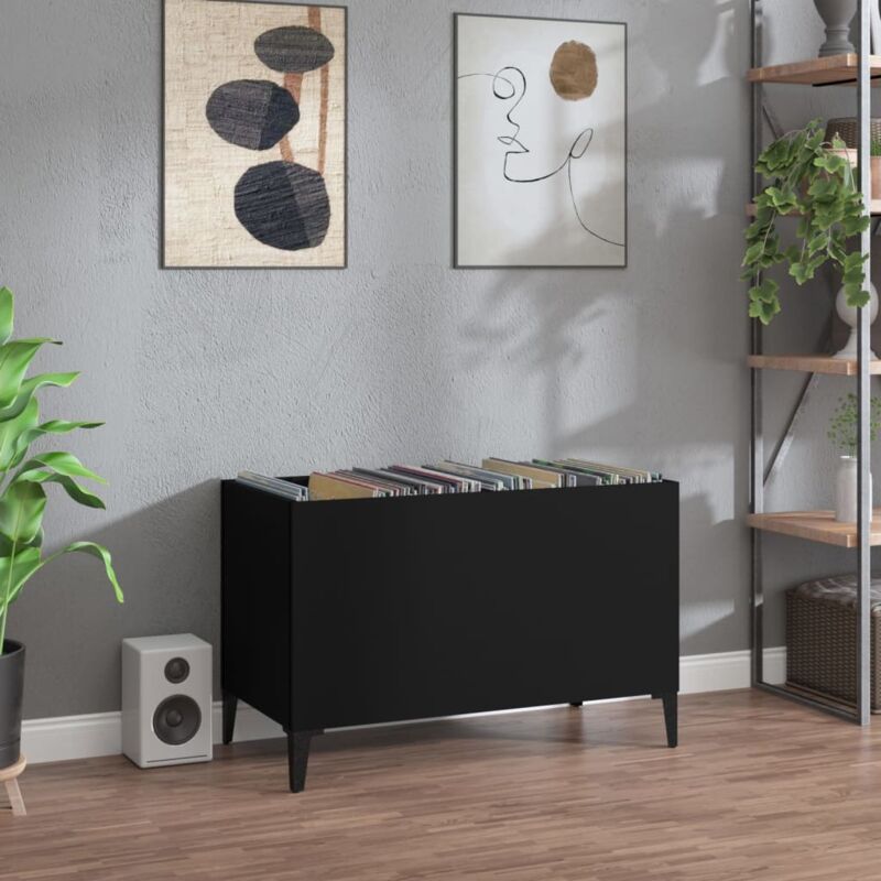 foto del prodotto mobile porta dischi nero 74,5x38x48 cm in legno multistrato vidaxl