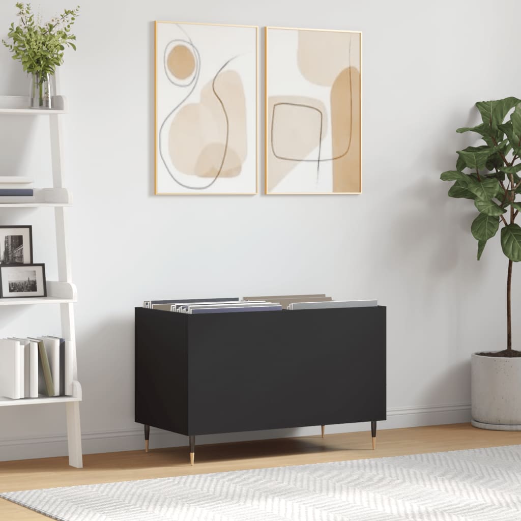 foto del prodotto mobile porta dischi nero 74,5x38x48 cm in legno multistratocod mxl 126986