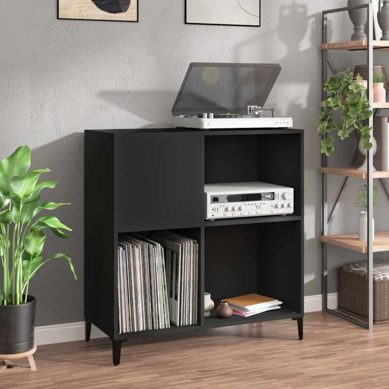 foto del prodotto mobile porta dischi nero 84,5x38x89 cm in legno multistrato vidaxl