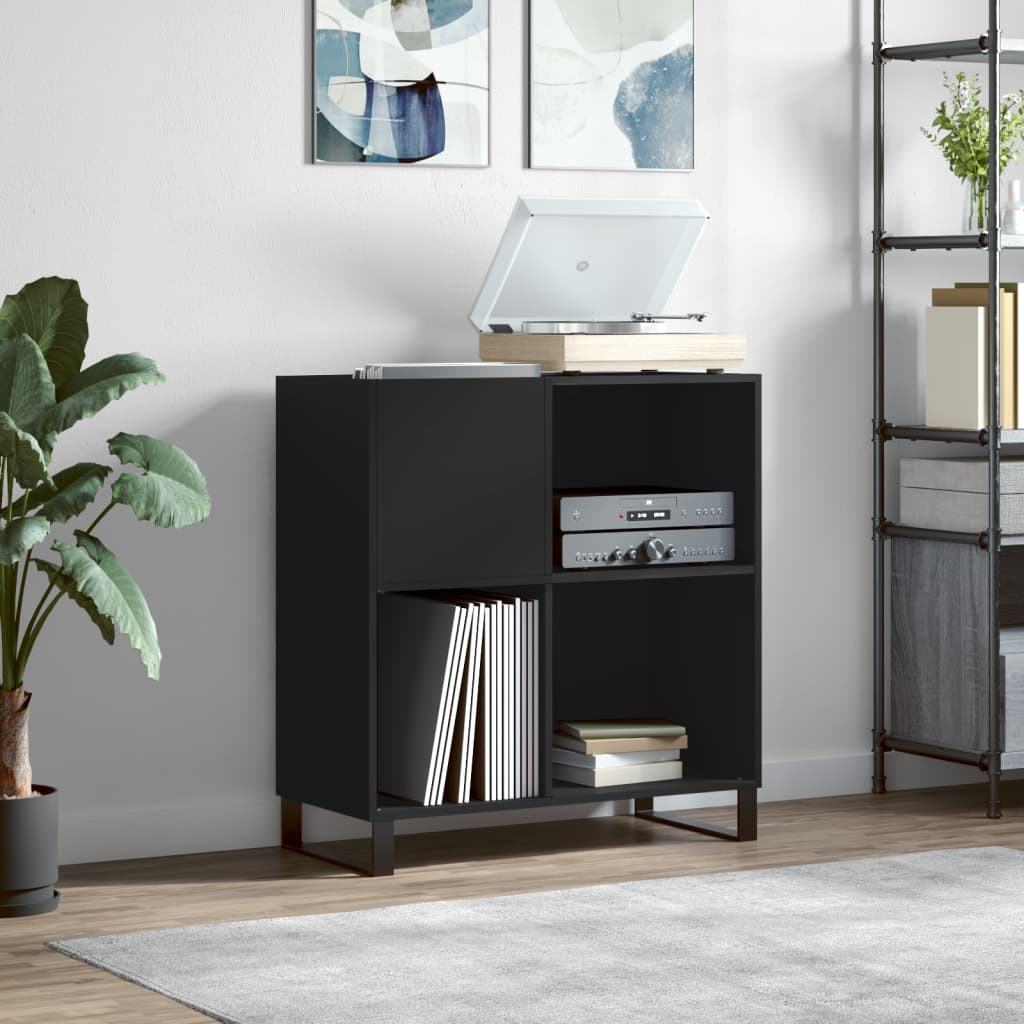 foto del prodotto mobile porta dischi nero 84,5x38x89 cm in legno multistratocod mxl 127080