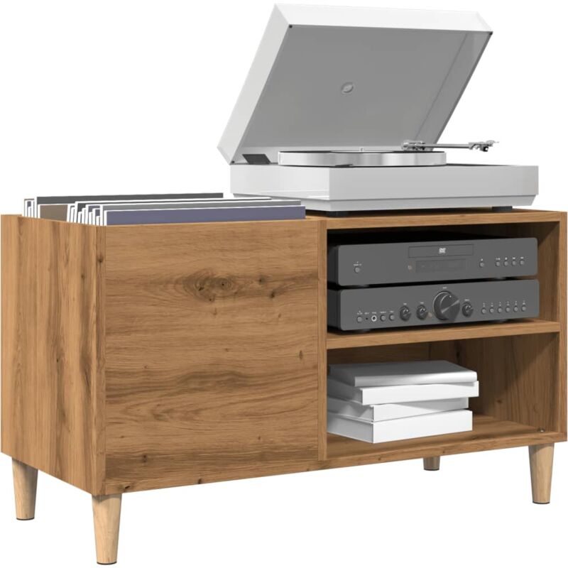 foto del prodotto mobile porta dischi rovere artigianale 84,5x38x48cm multistrato vidaxl 423977