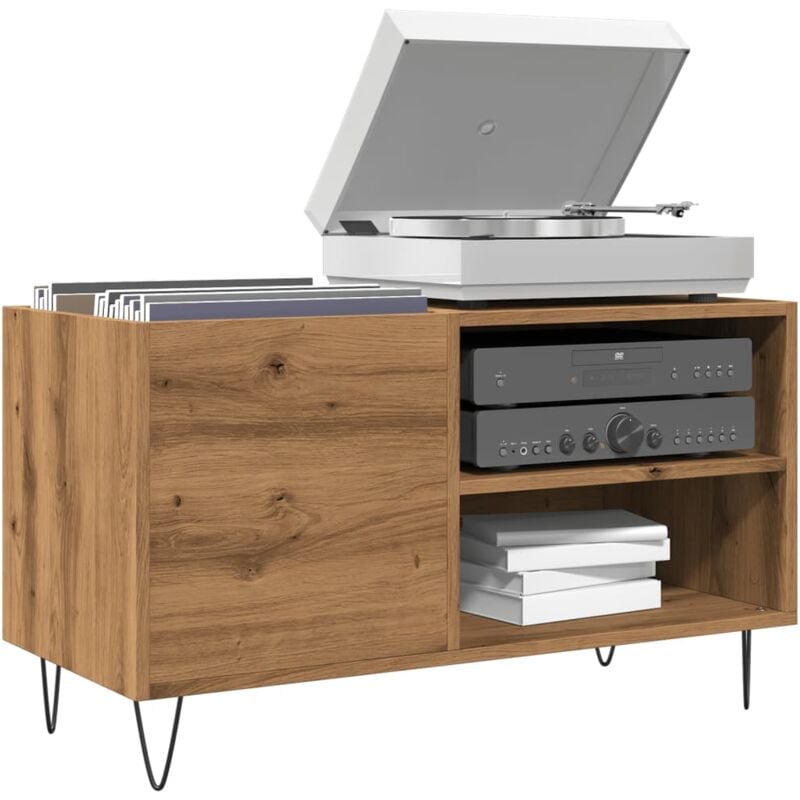 foto del prodotto mobile porta dischi rovere artigianale 84,5x38x48cm multistrato vidaxl