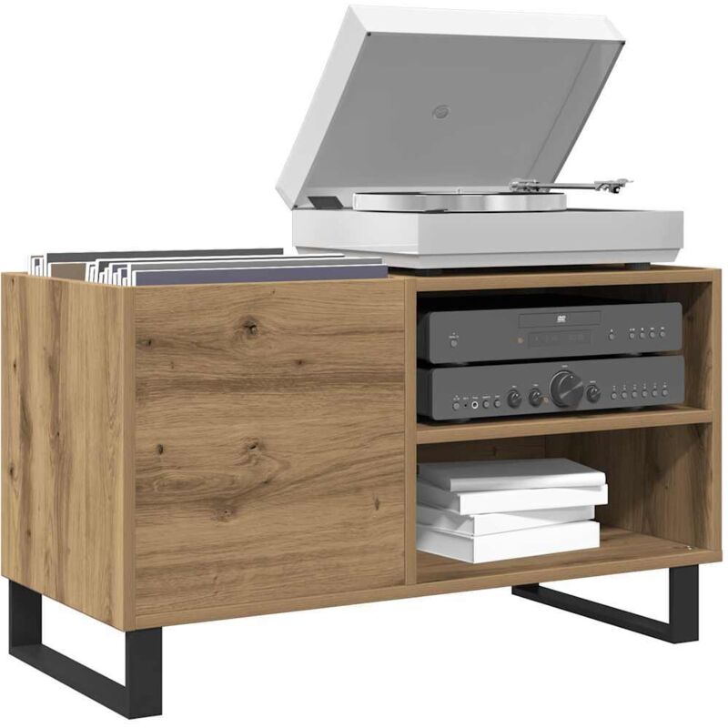 foto del prodotto mobile porta dischi rovere artigianale 84,5x38x48cm multistrato - vidaxl