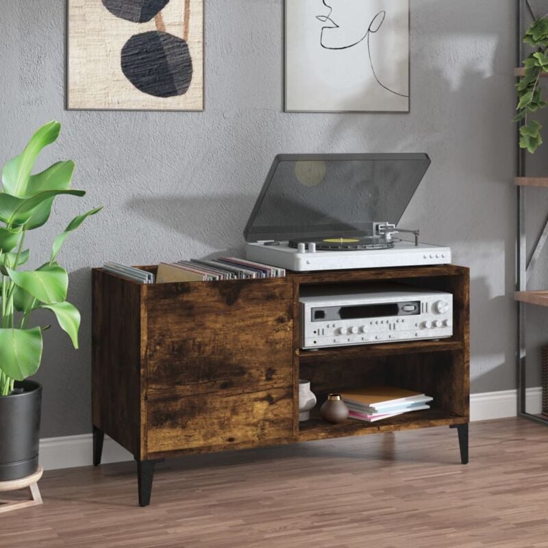foto del prodotto mobile porta dischi rovere fumo 84,5x38x48 cm legno multistrato vidaxl