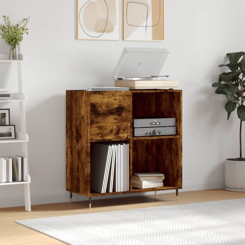foto del prodotto mobile porta dischi rovere fumo 84,5x38x89 cm legno multistrato