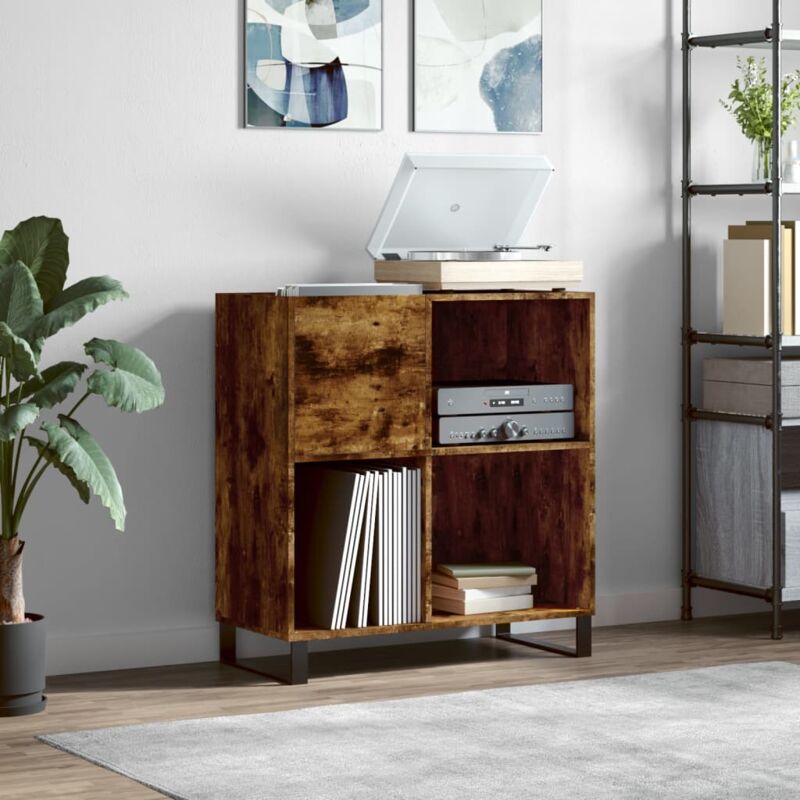foto del prodotto mobile porta dischi rovere fumo 84,5x38x89 cm legno multistrato vidaxl