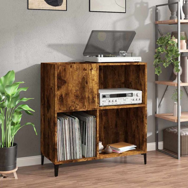 foto del prodotto mobile porta dischi rovere fumo 84,5x38x89 cm legno multistrato vidaxl