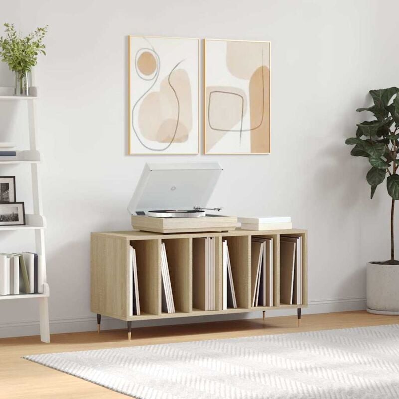 foto del prodotto mobile porta dischi rovere sonoma 100x38x48cm legno multistrato vidaxl