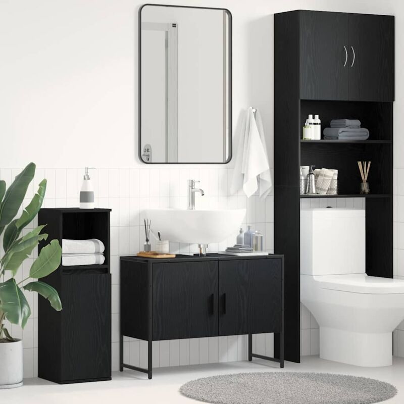 foto del prodotto mobile porta lavabo rovere nero 80x33x60 cm legno ingegnerizzato vidaxl