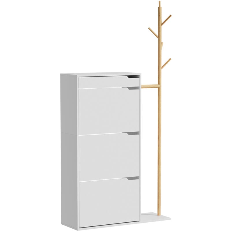 foto del prodotto mobile porta scarpe ivo, bianco, 90 x 181.5 cm con 3 scomparti, 1 cassetto vicco