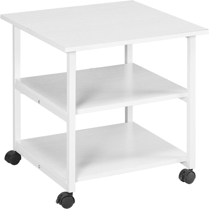 immagine 0 del prodotto mobile porta stampante a 3 ripiani con 4 ruote 50x50x52.5cm bianco homcom