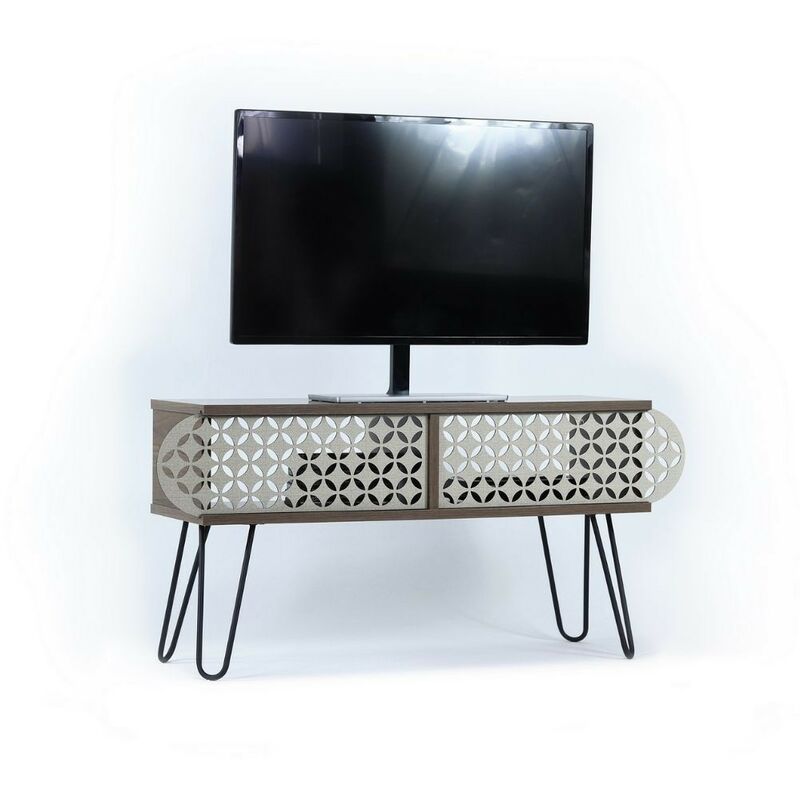 foto del prodotto mobile porta tv 106x48h in legno colore noce e piedi in metallo ilia