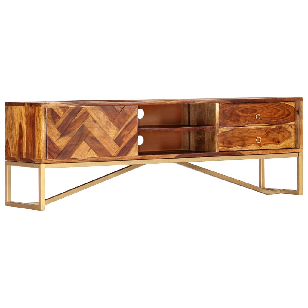 foto del prodotto mobile porta tv 140x30x45 cm in legno massello di sheesham cod mxl 15116