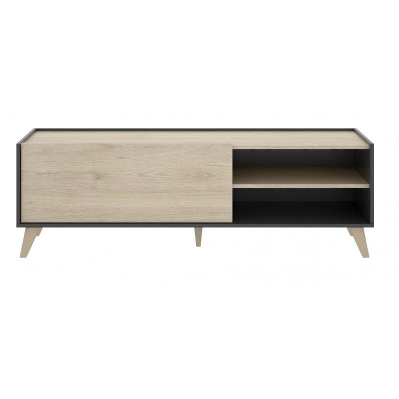 foto del prodotto mobile porta tv 155x43x47 cm grafite e rovere naturale con una ribalta e due vani ronda