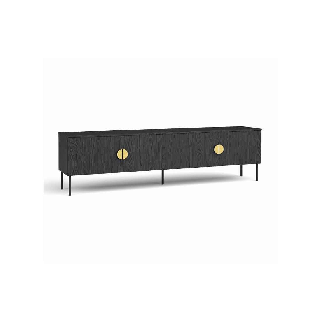 foto del prodotto mobile porta tv 4 ante nero con maniglie dorate 200 cm collezione mondo