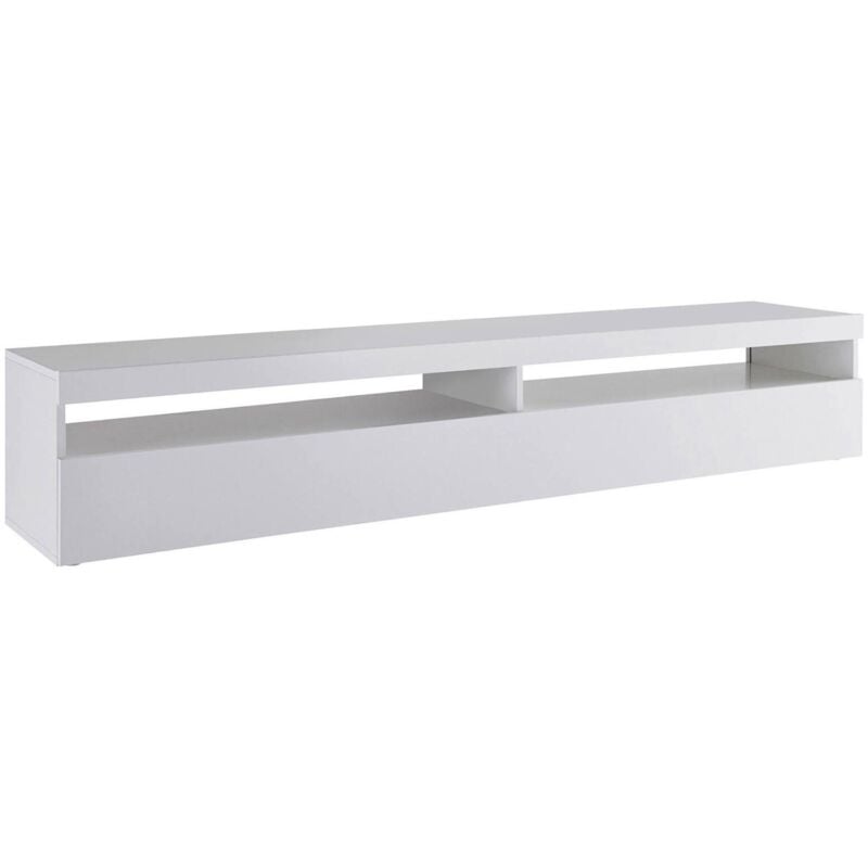 foto del prodotto mobile porta tv akon, credenza bassa da soggiorno, base porta televisione, 100 made in italy, cm 200x45h36, bianco lucido dmora