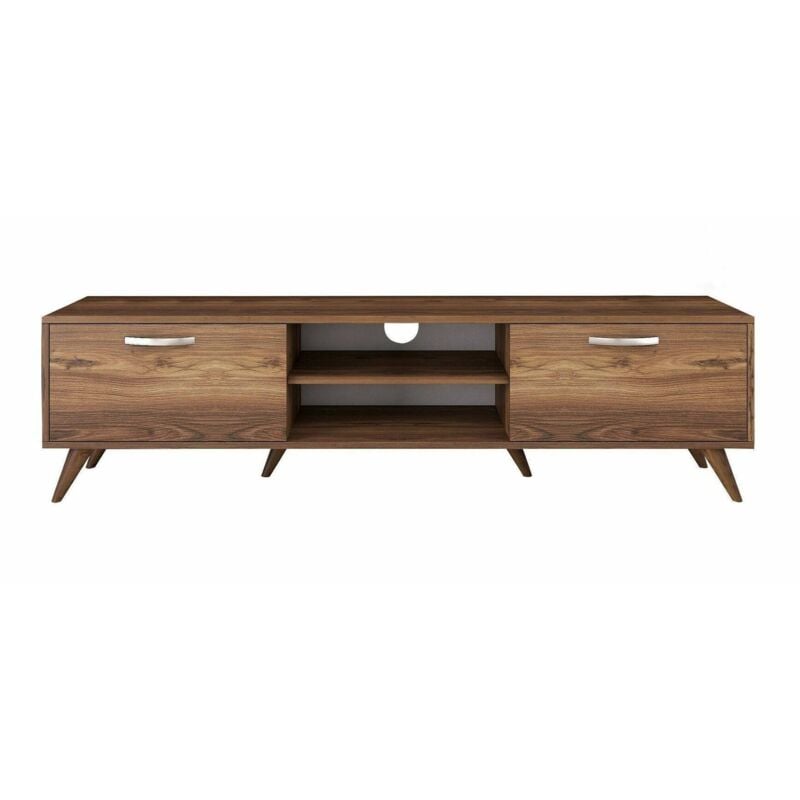 foto del prodotto mobile porta tv aldh, credenza da soggiorno, armadio basso per tv, base parete attrezzata, 180x35h49 cm, noce, con imballo rinforzato, con imballo