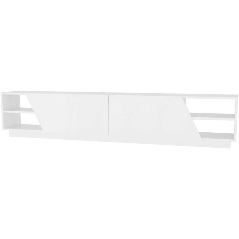 foto del prodotto mobile porta tv apat, credenza da soggiorno, armadio basso per tv, base parete attrezzata, 240x37h47 cm, bianco - dmora